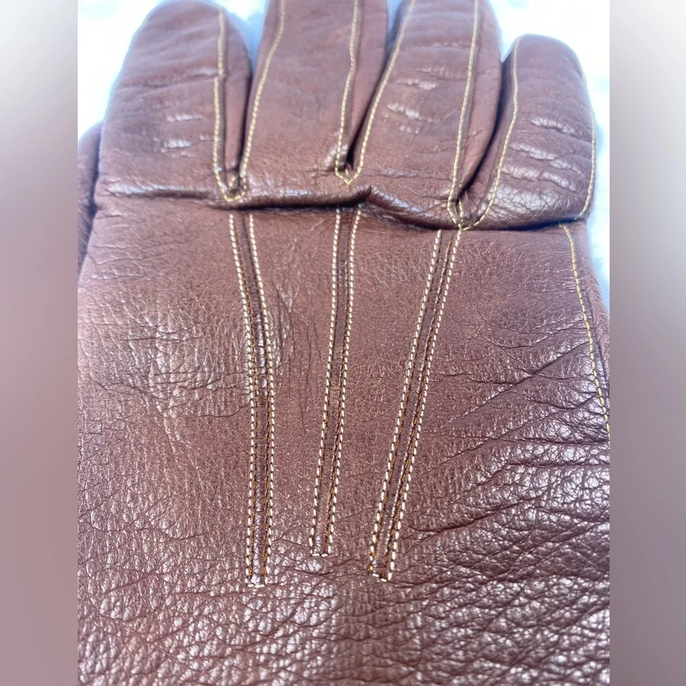 Vintage 1960’s Dark Brown Leather Gloves Fully Lined